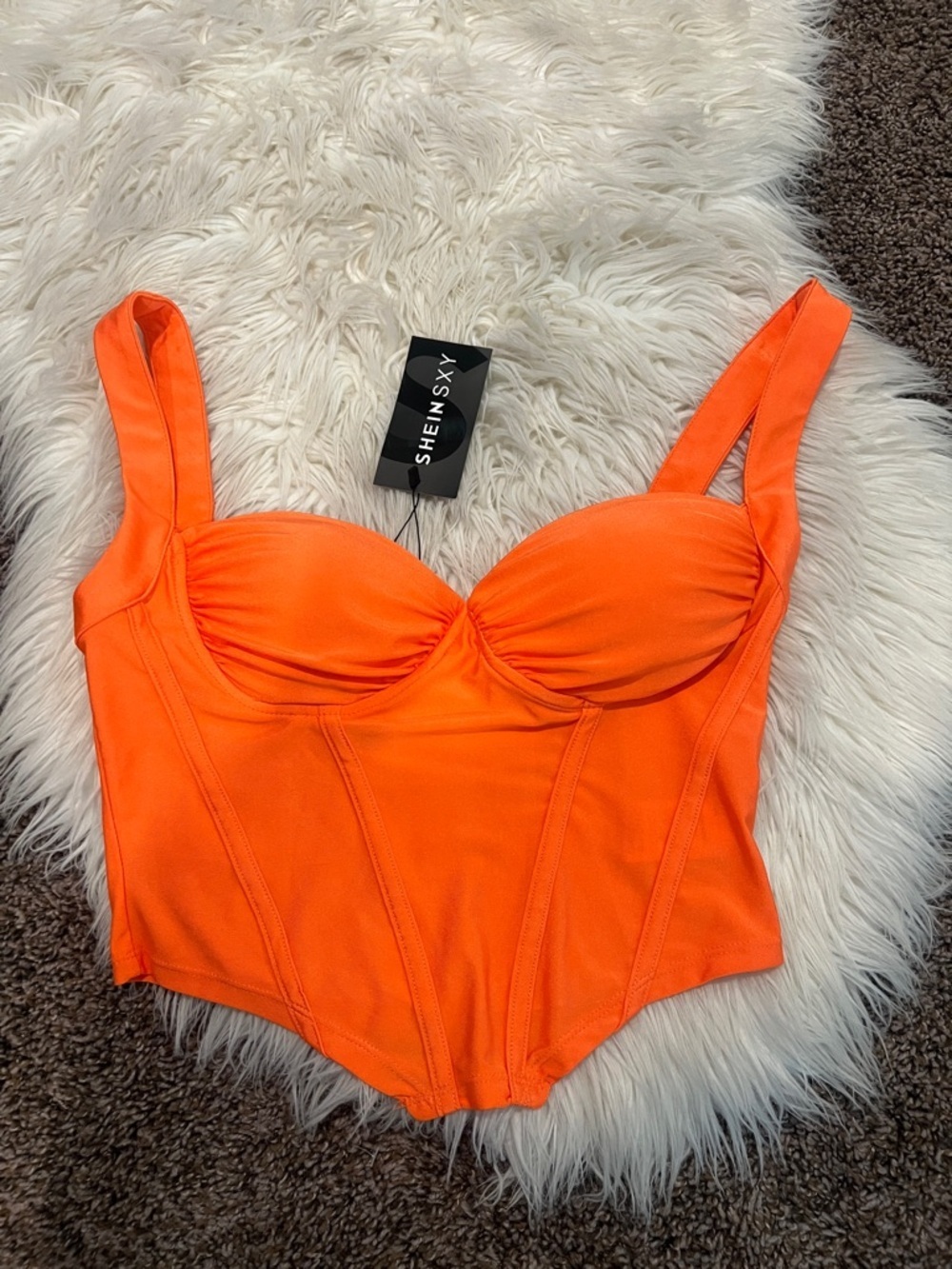 SHEIN Neon Orange Bustier Crop Cami